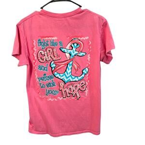 Simply southern Shirt Womens Small breast cancer tee Fight like a Girl anchor